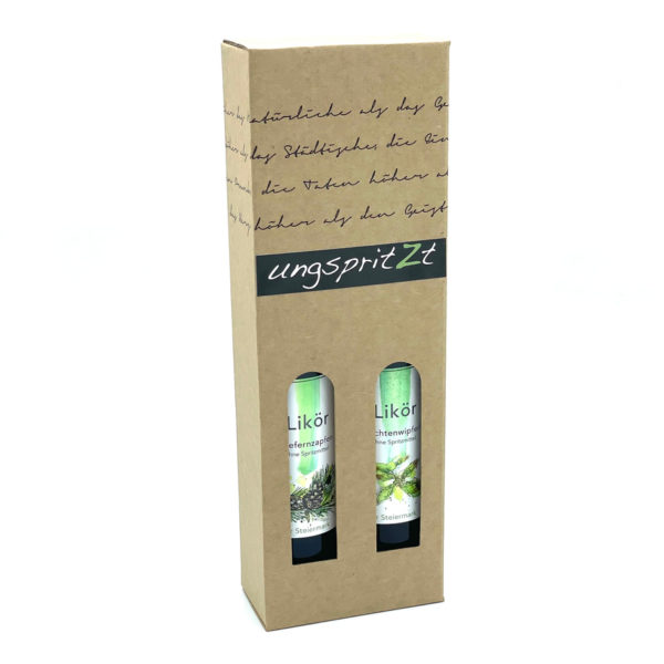 ungspritzt-Likör | Kiefernzapfen & Fichtenwipferl,  2 x 100ml in Geschenkkarton – Bild 2
